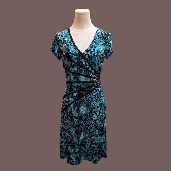 Vintage Connected Apparel Blue Paisley Fit-and-Flare Dress 4P - Picture 1 of 5
